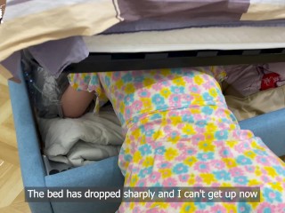 Vaginal gift of fate STEPMOM stuck under the bed.