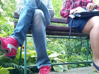 Gorgeous mom shows her step son how to change a pad in a public place