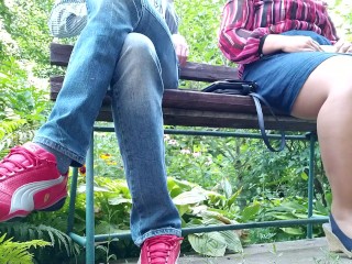 Gorgeous mom shows her step son how to change a pad in a public place