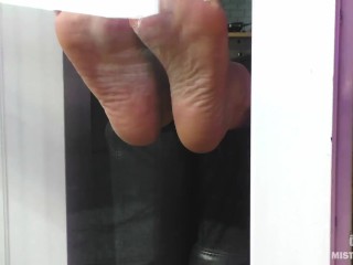 My barefoot wrinkled soles rubbing against the glass and squeezing juicy strawberries