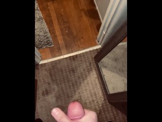 Stroking my huge cock until I blow a fat load