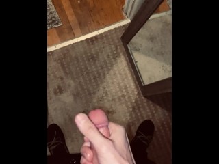 Stroking my huge cock until I blow a fat load