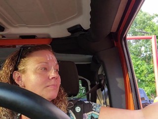 CUM FACIAL CHALLENGE -Public drive through clip !!!