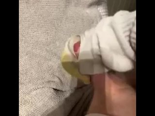 Cumming inside a sock ( you can hear the cum squirting )