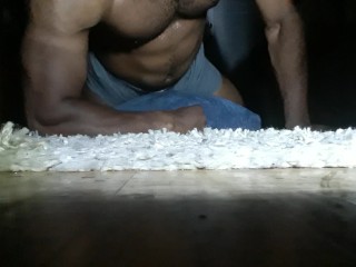 Muscular Guy Dry Humping Pillow On Floor Intense Grinding - Cum Handsfree