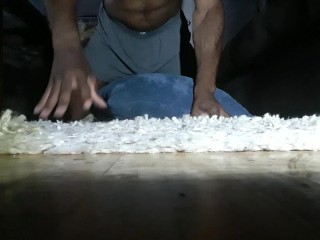 Muscular Guy Dry Humping Pillow On Floor Intense Grinding - Cum Handsfree