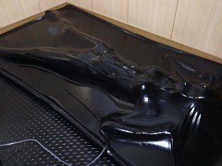 【latex】着ぐるみバキュームベッド拘束【個人撮影】