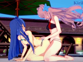 Tsubasa Kazanari and Maria Cadenzavna Eve have intense futanari sex in the pool. - Symphogear Hentai