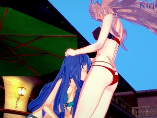 Tsubasa Kazanari and Maria Cadenzavna Eve have intense futanari sex in the pool. - Symphogear Hentai