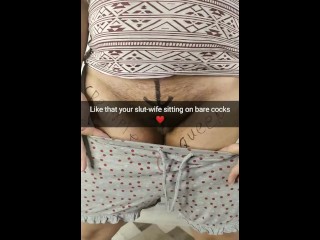 Your pregnant slutwife sitting on my big cock like this all the time! - Snapchat Cuckold Captions