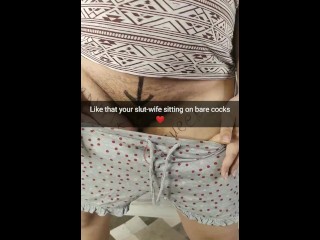 Your pregnant slutwife sitting on my big cock like this all the time! - Snapchat Cuckold Captions