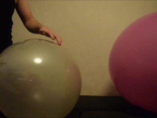 Blowing up a balloon and ride fuck it