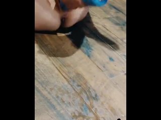 Amateur in high knee socks squirts from Large Bad Dragon Orochi in 4k