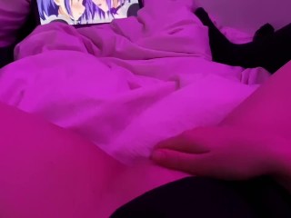 Horny girl masturbates and watching hentai until cum♡ Shy moans