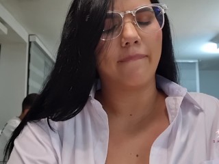 Horny teacher fucks her student and eats his cum - Savannah Watson