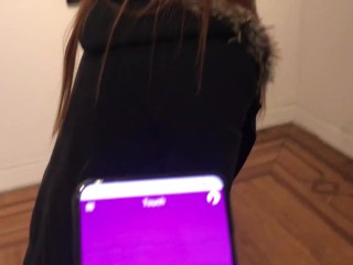 Playing with a vibrator in an art Gallery