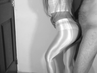 SEE THROUGH MY SHINY LEGGINGS AND FUCK ME FROM BEHIND (BLACK AND WHITE)