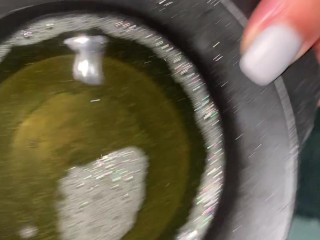 Breeding Milf Whore Pissing in Pot for Her Weekly Pregnancy Test
