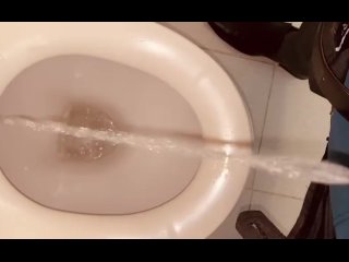 Uncut hot dick clear pissing in public restroom on commode seat allover watch me @Burdi69