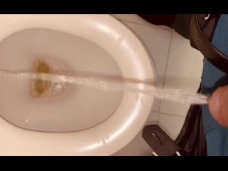 Uncut hot dick clear pissing in public restroom on commode seat allover watch me @Burdi69