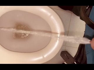 Uncut hot dick clear pissing in public restroom on commode seat allover watch me @Burdi69