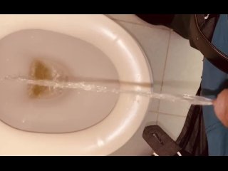 Uncut hot dick clear pissing in public restroom on commode seat allover watch me @Burdi69