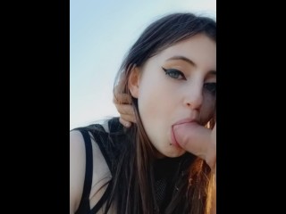 Risky outdoor fuck in public park with petite goth slut - we got caught and didn't stop!