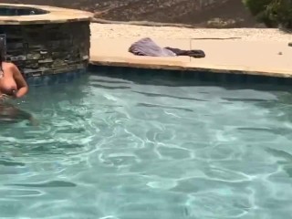 Poolside Pussy Stretching