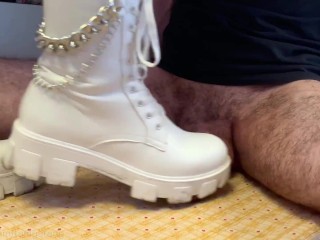 Cock Boots Crush - White Combat Boots