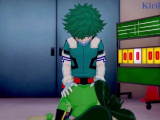 Tsuyu Asui and Izuku Midoriya have intense sex in a gym warehouse. - My Hero Academia Hentai