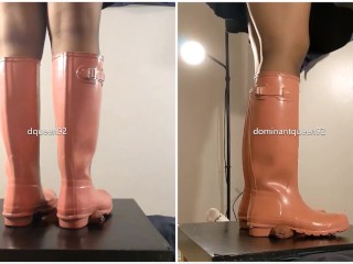 Amateur Rough Bootjob in Pink Hunter Boots 2 with Post Orgasm Torture