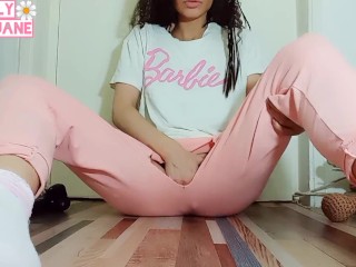 Extremely Horny Babe Destroys Her Pajamas & Rubs Her Wet Pussy