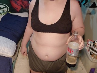 Coke and mentos belly inflation with belching