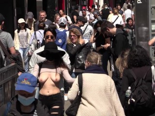 Teaser - Do you like my new fashion choices? Boobs out in the streets!