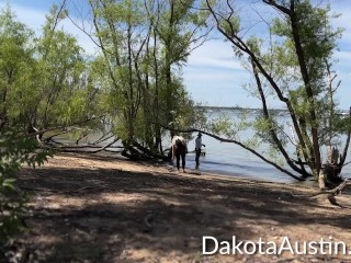 Flashing at the lake in my mini crop top - TEASER