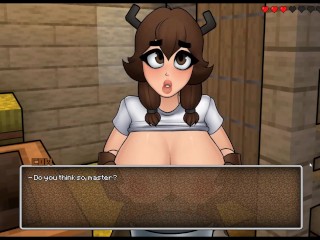 HornyCraft [Hentai game PornPlay ] Ep.3 Milking a minecraft furry cowgirl's huge tits