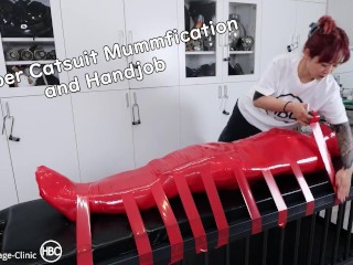 Rubber Catsuit Mummfication and Handjob ラバーでマミフィケーション手コキ