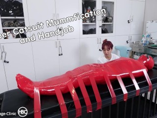 Rubber Catsuit Mummfication and Handjob ラバーでマミフィケーション手コキ