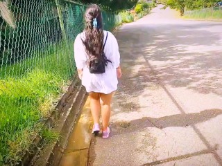60 Fps HD- Walking naked on the street without pantyhose / Public Flashing in front of my neighbors
