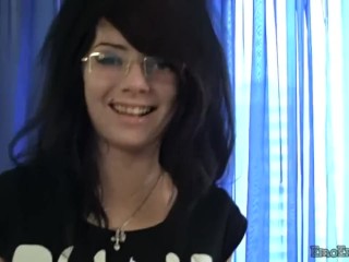 Emo Emily masturbates with dildo toy