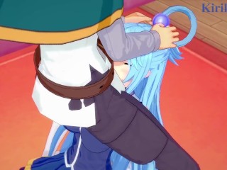 Aqua and Kazuma Satō have intense sex in the bedroom. - KonoSuba Hentai