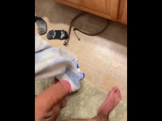 Cleaning of my Big White Dick so she can get it dirty again in her big ass