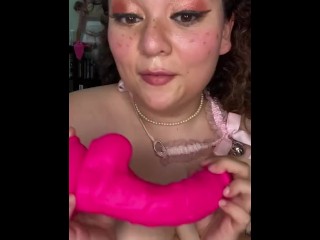 Wanna see me test out my new toy? Spoiler: my pussy is too tight and pops it right out as I cum! 