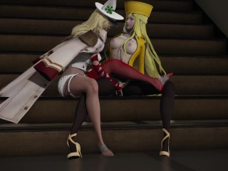 Guilty Gear Millia Rage is subjected by Ramlethal Valentine hot Lesbian sex