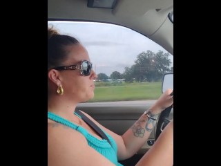 Voyeur passenger lifts up my mini dress to see my panties while I drive truck