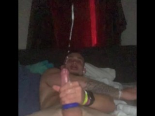 Super hot guy with big dick cums everywhere in slow motion huge load cumshot 