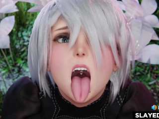 2B is such a cumslut (Nier Automata game 3d animation loop with sound)
