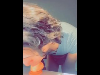 Old video of when I was checking myself out and gave my 7 inch Dildo an unexpected blowjob!