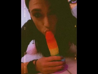 💋playing.. Love my Rainbow Dildo 💋