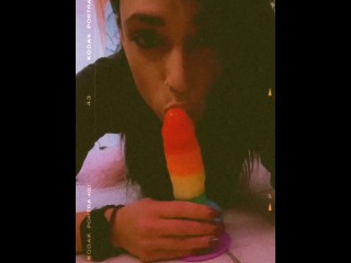 💋playing.. Love my Rainbow Dildo 💋